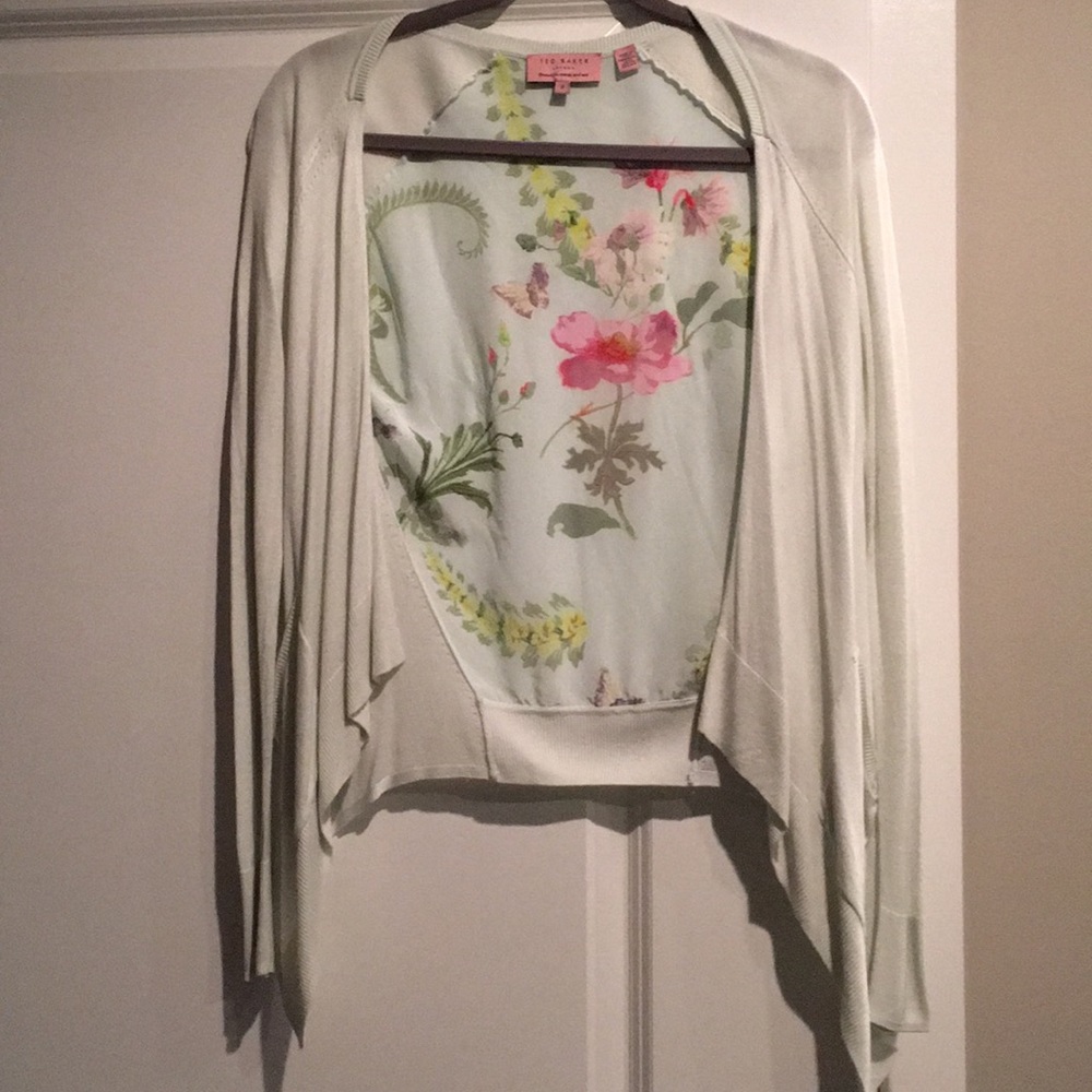 Ted Baker Pale Mint Green Spring Sweater w/flowers